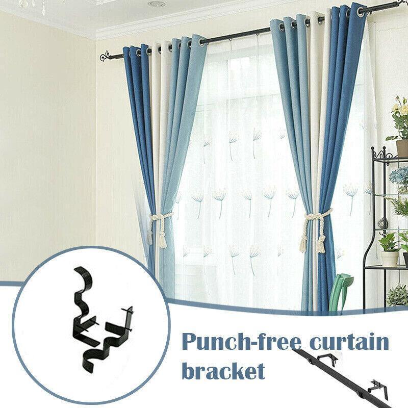 2X Bracket Hang Curtain Rod Holders Single Hook Tap Right Into Window Frame Rod V528-KWIK-HANG-2PCS-655241