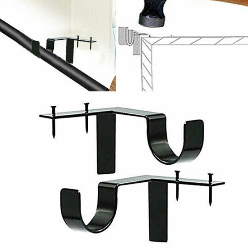 2X Bracket Hang Curtain Rod Holders Single Hook Tap Right Into Window Frame Rod V528-KWIK-HANG-2PCS-655241