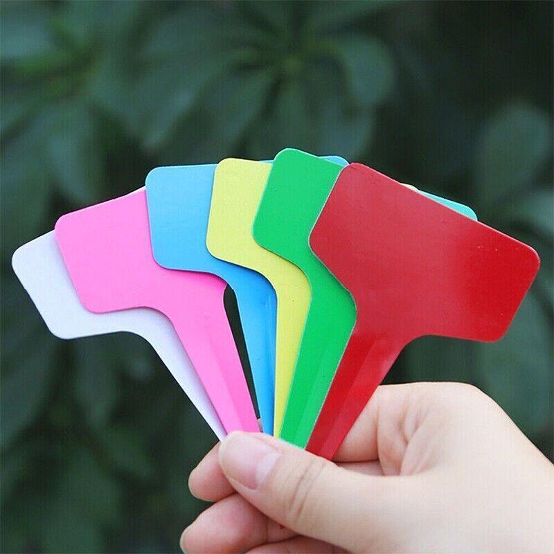 T-Type Plant Labels Flexible Plastic Garden Tags Nursey Seeding Marker Pen White - Red V528-LABEL-6-10-RED50PCS-34652