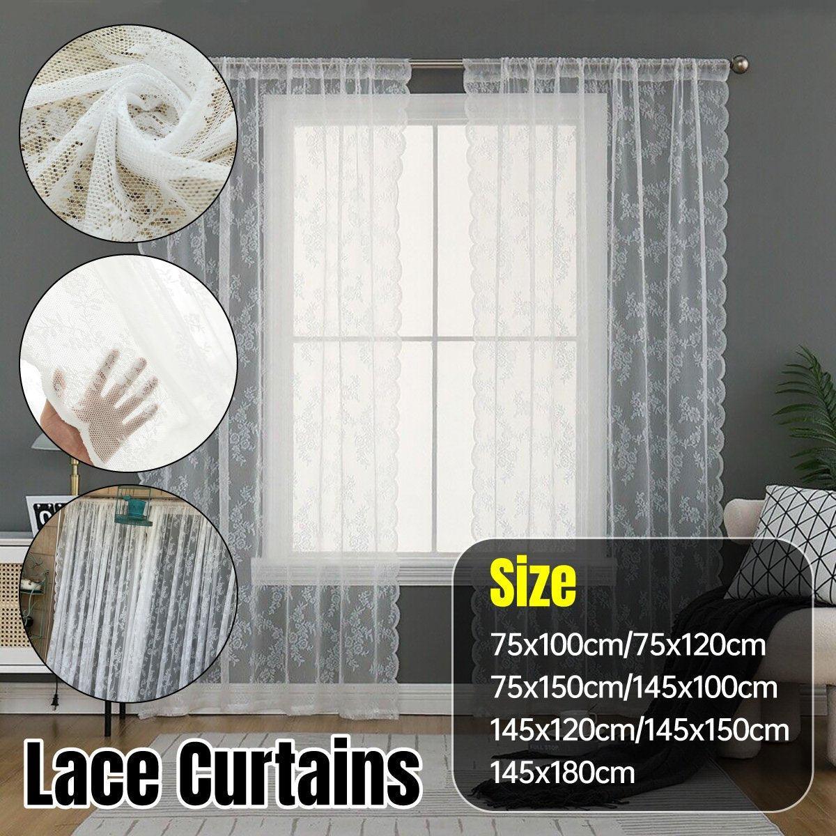 Elegant Lace Curtain Bedroom Window Door Screen Privacy Window Decor - 75*120cm V528-LACE-CURTAINS-75-120-619559