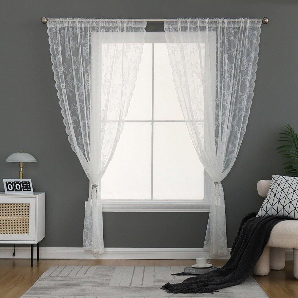 Elegant Lace Curtain Bedroom Window Door Screen Privacy Window Decor - 75*150cm V528-LACE-CURTAINS-75-150-889501