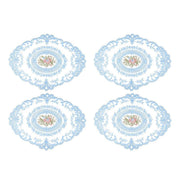 4 Pack Retro Lace Oval Placemats 31x42cm French Crochet Doilies 4 Colors Set - Sky Blue V528-LACE-PLACEMAT-SKY-BLUE-4PCS-830327
