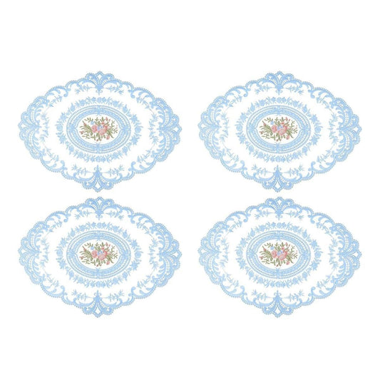 4 Pack Retro Lace Oval Placemats 31x42cm French Crochet Doilies 4 Colors Set - Sky Blue V528-LACE-PLACEMAT-SKY-BLUE-4PCS-830327
