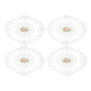 4 Pack Retro Lace Oval Placemats 31x42cm French Crochet Doilies 4 Colors Set - White V528-LACE-PLACEMAT-WHITE-4PCS-909133