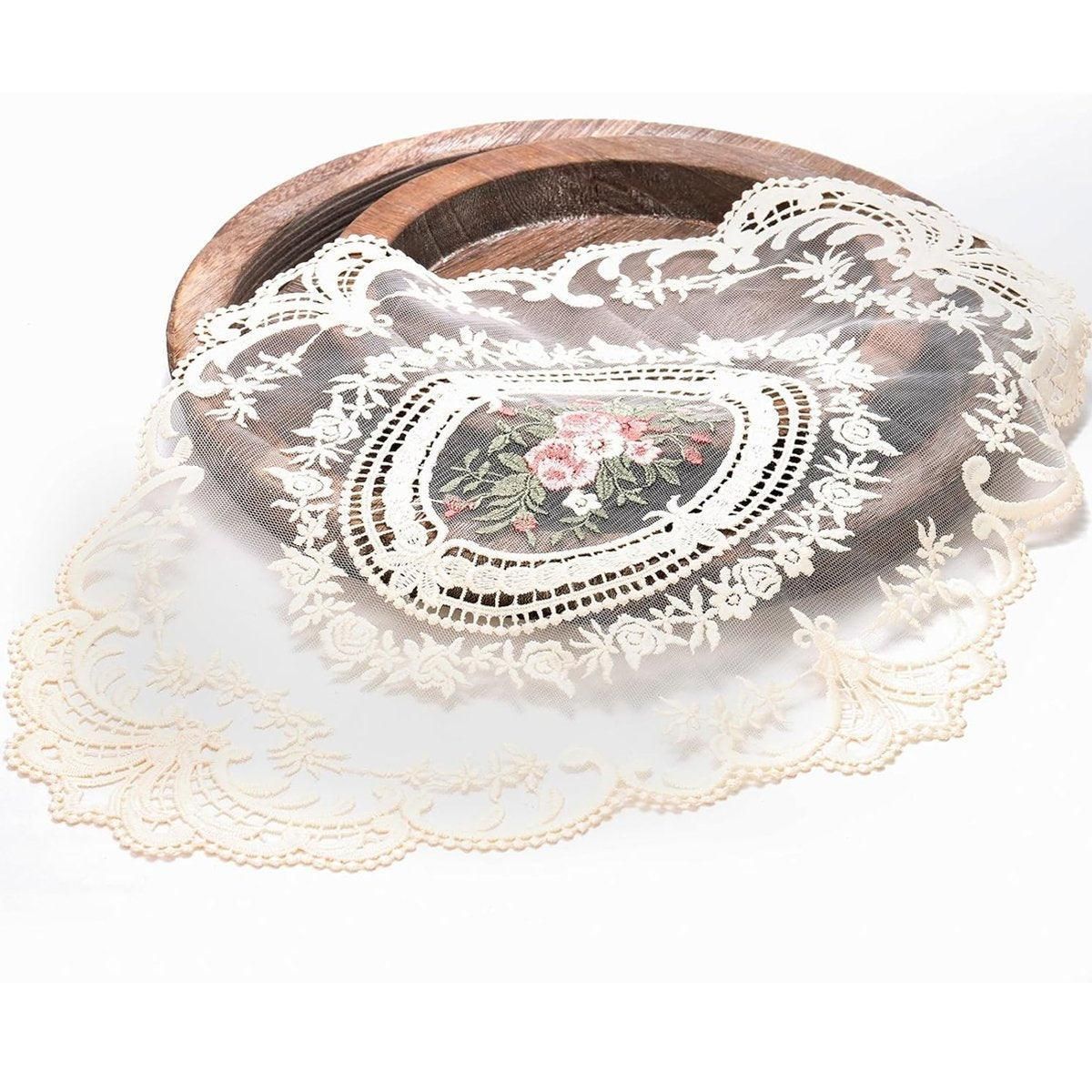 4 Pack Retro Lace Oval Placemats 31x42cm French Crochet Doilies 4 Colors Set - White V528-LACE-PLACEMAT-WHITE-4PCS-909133