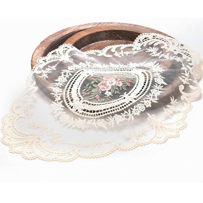 4 Pack Retro Lace Oval Placemats 31x42cm French Crochet Doilies 4 Colors Set - White V528-LACE-PLACEMAT-WHITE-4PCS-909133