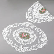 4 Pack Retro Lace Oval Placemats 31x42cm French Crochet Doilies 4 Colors Set - White V528-LACE-PLACEMAT-WHITE-4PCS-909133