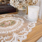 4 Pack Retro Lace Oval Placemats 31x42cm French Crochet Doilies 4 Colors Set - White V528-LACE-PLACEMAT-WHITE-4PCS-909133