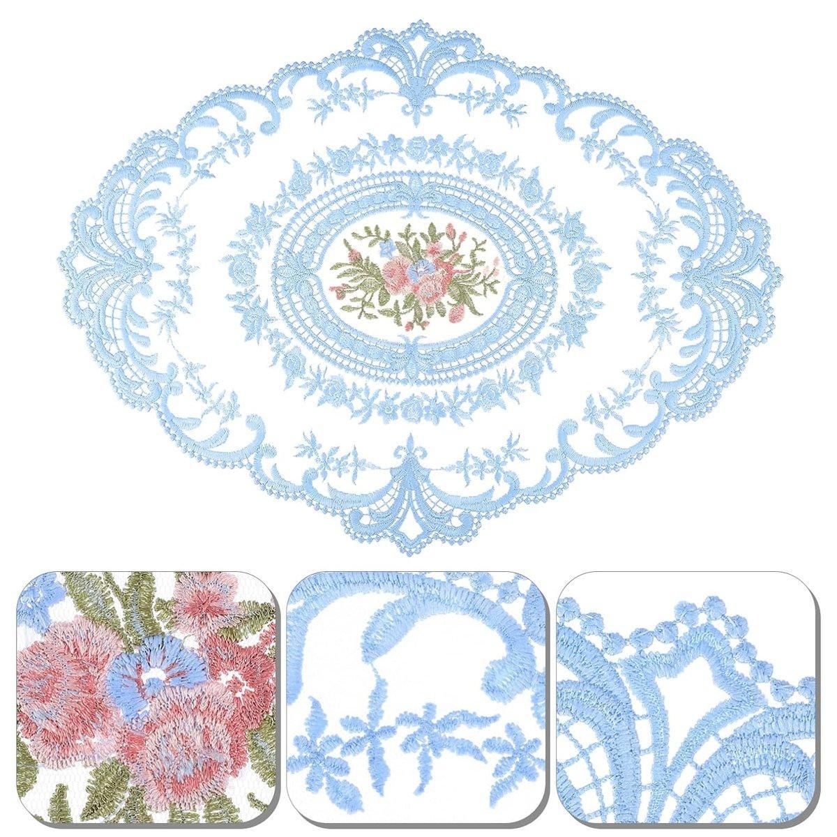 4 Pack Retro Lace Oval Placemats 31x42cm French Crochet Doilies 4 Colors Set - White V528-LACE-PLACEMAT-WHITE-4PCS-909133