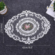 4 Pack Retro Lace Oval Placemats 31x42cm French Crochet Doilies 4 Colors Set - White V528-LACE-PLACEMAT-WHITE-4PCS-909133