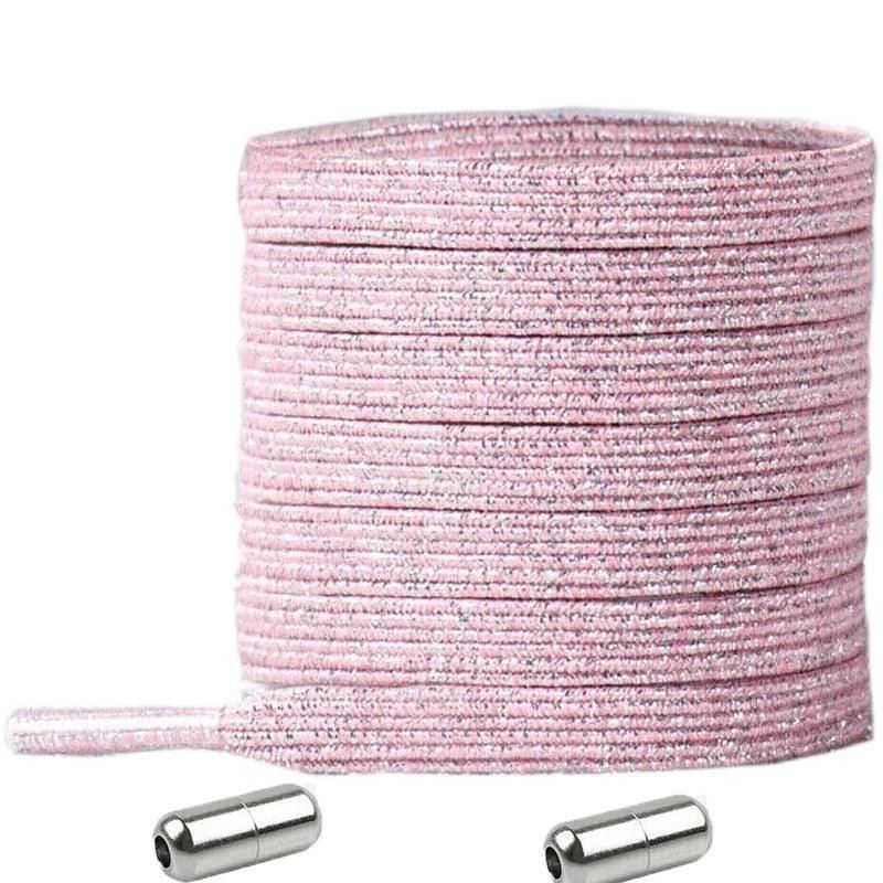 No Tie Locked Elastic Shoelace Shoe Lace Lazy Laces Sneakers Sports - NO.18 Glitter Pink V528-LACES-NO-15GLITTERPINK-74965