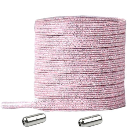 No Tie Locked Elastic Shoelace Shoe Lace Lazy Laces Sneakers Sports - NO.18 Glitter Pink V528-LACES-NO-15GLITTERPINK-74965