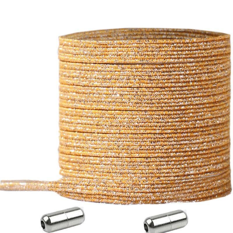 No Tie Locked Elastic Shoelace Shoe Lace Lazy Laces Sneakers Sports - NO.19 Glitter Yellow V528-LACES-NO-16GLITTERYELLOW-88165