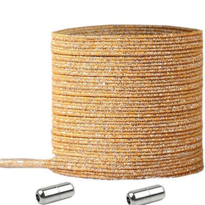 No Tie Locked Elastic Shoelace Shoe Lace Lazy Laces Sneakers Sports - NO.19 Glitter Yellow V528-LACES-NO-16GLITTERYELLOW-88165