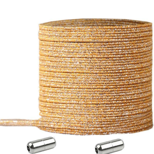 No Tie Locked Elastic Shoelace Shoe Lace Lazy Laces Sneakers Sports - NO.19 Glitter Yellow V528-LACES-NO-16GLITTERYELLOW-88165