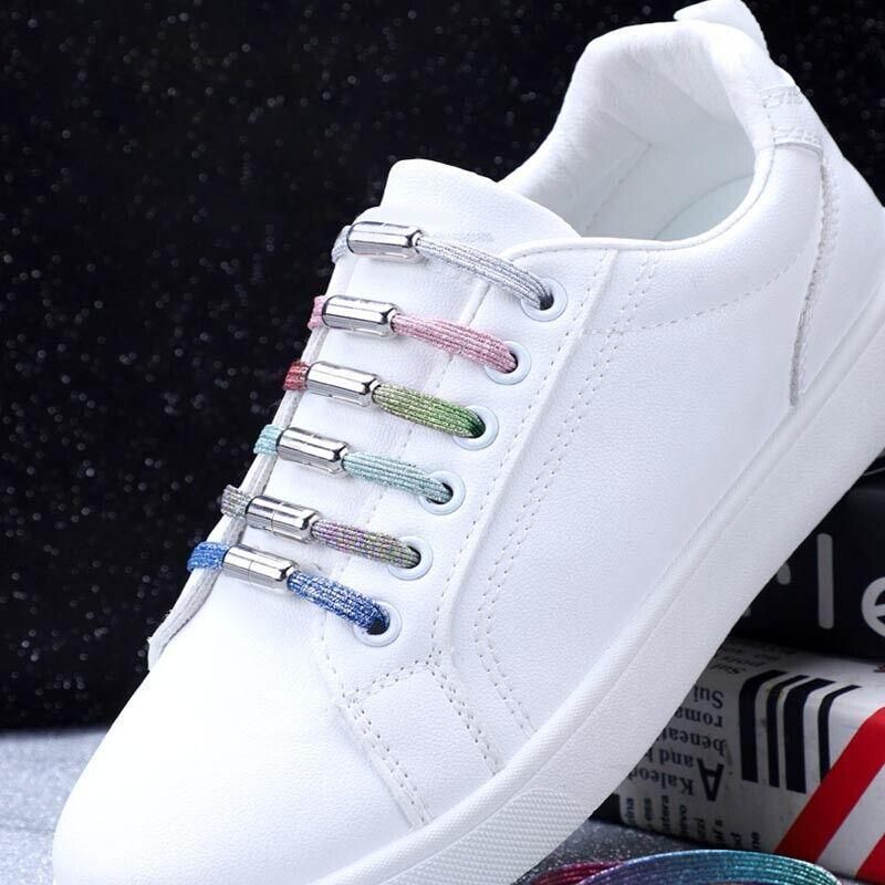 No Tie Locked Elastic Shoelace Shoe Lace Lazy Laces Sneakers Sports - NO.22 Silver Grey V528-LACES-NO-19SILVERGREY-12383
