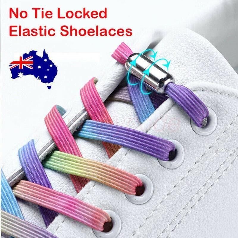 No Tie Locked Elastic Shoelace Shoe Lace Lazy Laces Sneakers Sports - NO.23 Silver Green V528-LACES-NO-20SILVERGREEN-45258