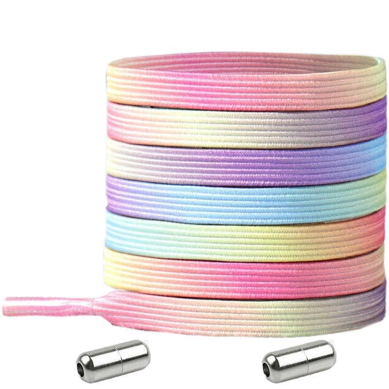 No Tie Locked Elastic Shoelace Shoe Lace Lazy Laces Sneakers Sports - NO.4 Rainbow Pink V528-LACES-NO-4RAINBOWPINK-47730