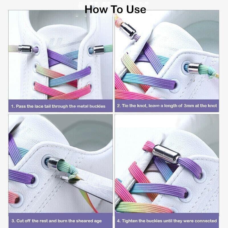 No Tie Locked Elastic Shoelace Shoe Lace Lazy Laces Sneakers Sports - NO.5 Rainbow Scales V528-LACES-NO-5RAINBOWSCALES-93644