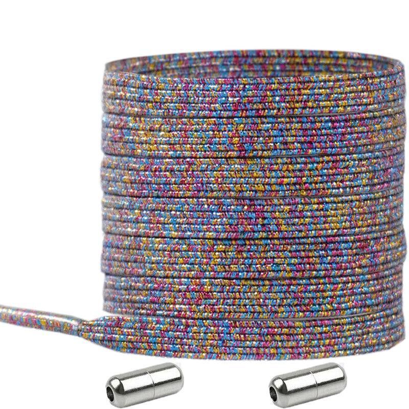 No Tie Locked Elastic Shoelace Shoe Lace Lazy Laces Sneakers Sports - NO.12 Glitter Dark V528-LACES-NO-9GLITTERDARK-93741