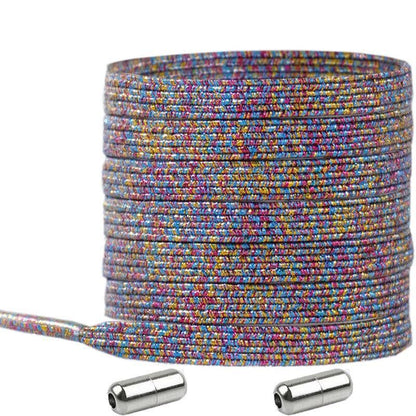 No Tie Locked Elastic Shoelace Shoe Lace Lazy Laces Sneakers Sports - NO.12 Glitter Dark V528-LACES-NO-9GLITTERDARK-93741