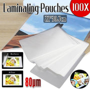 100 Pack A4 Laminator Laminating Pouches Laminate Sheets 80 micron 22x 30.7mm V528-LAMINATESHEETS-100SHEETS-322839