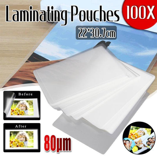 100 Pack A4 Laminator Laminating Pouches Laminate Sheets 80 micron 22x 30.7mm V528-LAMINATESHEETS-100SHEETS-322839