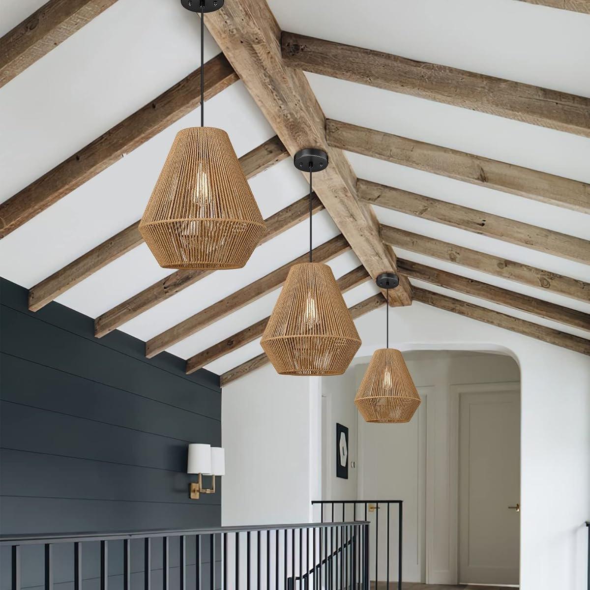 Braided Paper Rope Lampshade Chandelier Hanging Decoration for Lighting Decor V528-LAMPSHADE-020YELLOW-527410
