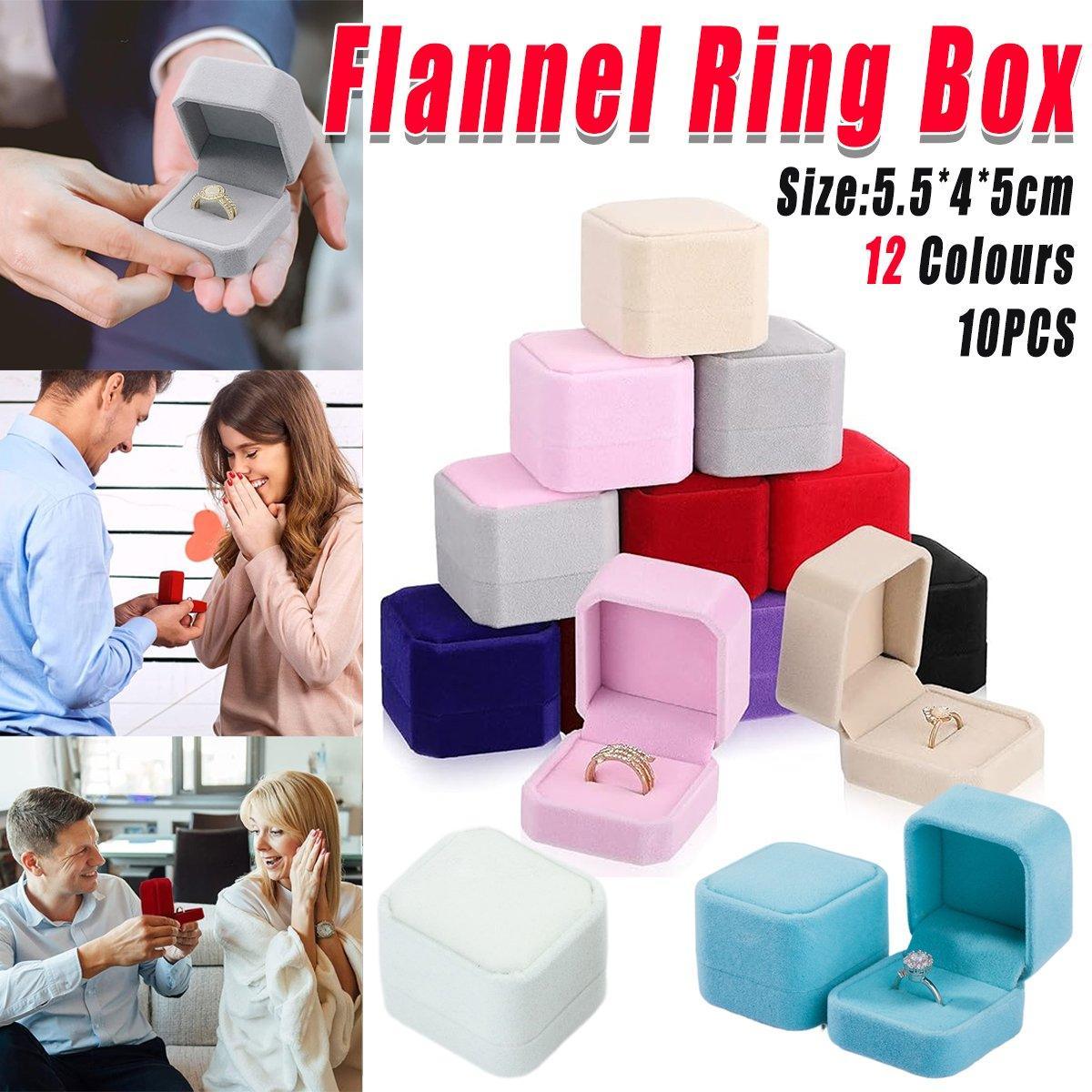10X Flannel Ring Jewelry Earring Ring Jewelry Boxes Exquisite Gift Organizer - Apricot V528-LANNEL-BOX-10PCS-APRICOT-655724