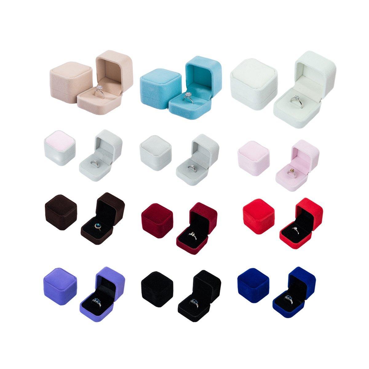 10X Flannel Ring Jewelry Earring Ring Jewelry Boxes Exquisite Gift Organizer - Apricot V528-LANNEL-BOX-10PCS-APRICOT-655724