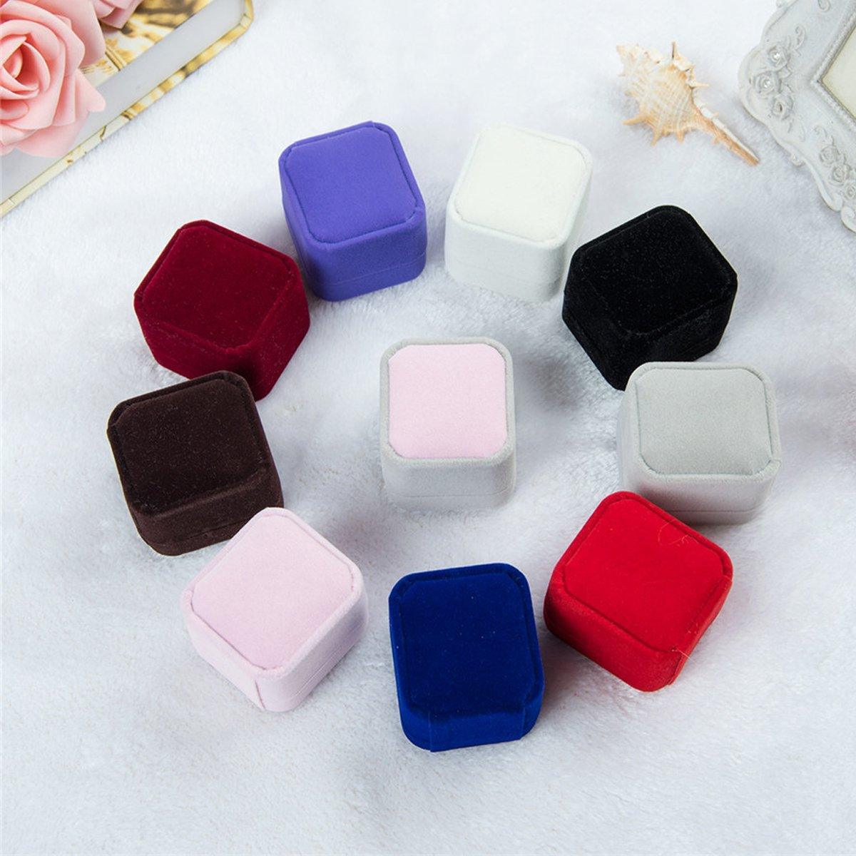 10X Flannel Ring Jewelry Earring Ring Jewelry Boxes Exquisite Gift Organizer - Apricot V528-LANNEL-BOX-10PCS-APRICOT-655724