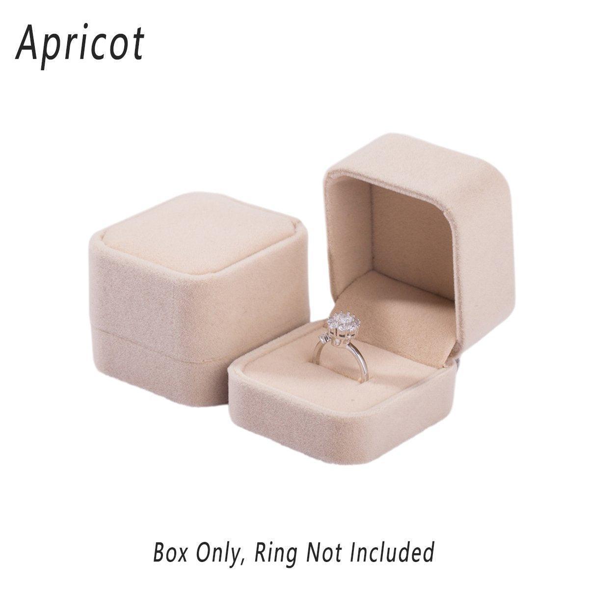 10X Flannel Ring Jewelry Earring Ring Jewelry Boxes Exquisite Gift Organizer - Apricot V528-LANNEL-BOX-10PCS-APRICOT-655724