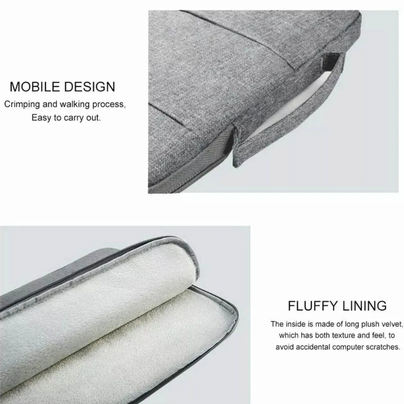 Laptop Sleeve Travel Bag Carry Case For Macbook Air Pro 15.6inch - Light Grey V528-LAPTOPTRAVELBAG55723
