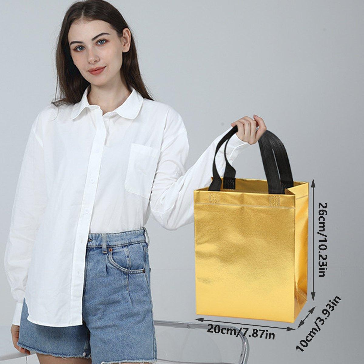 24pcs Laser Non Woven Gift Bags Tote Bags for Party Favor Wedding and Birthday - Rose Red V528-LASER-BAG-24PCS-ROSE-RED-490065