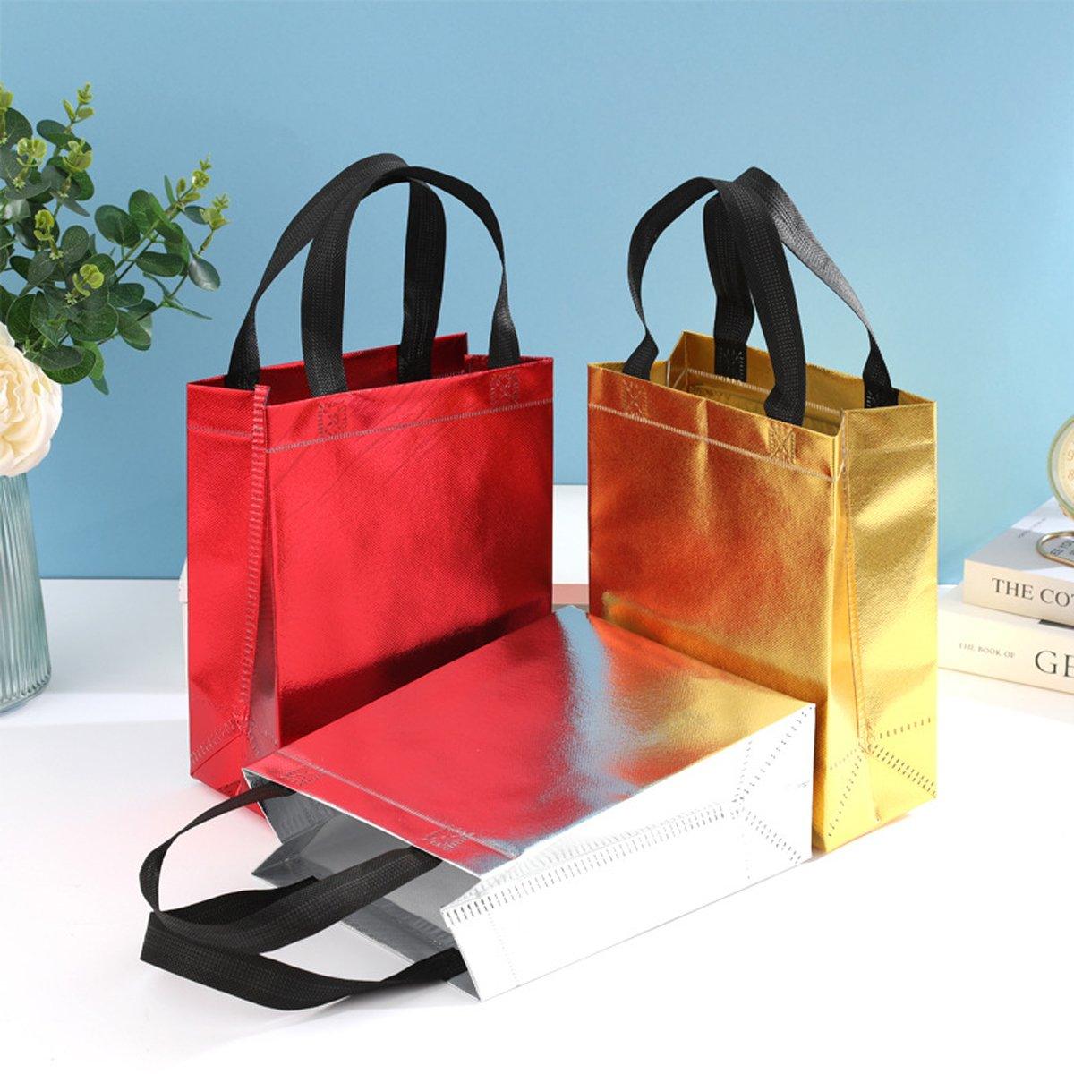 24pcs Laser Non Woven Gift Bags Tote Bags for Party Favor Wedding and Birthday - Rose Red V528-LASER-BAG-24PCS-ROSE-RED-490065
