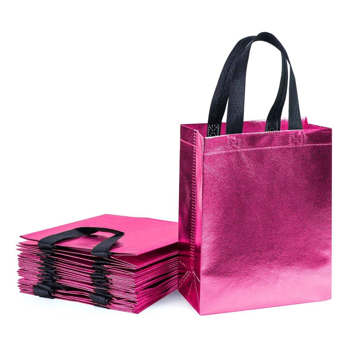 24pcs Laser Non Woven Gift Bags Tote Bags for Party Favor Wedding and Birthday - Rose Red V528-LASER-BAG-24PCS-ROSE-RED-490065