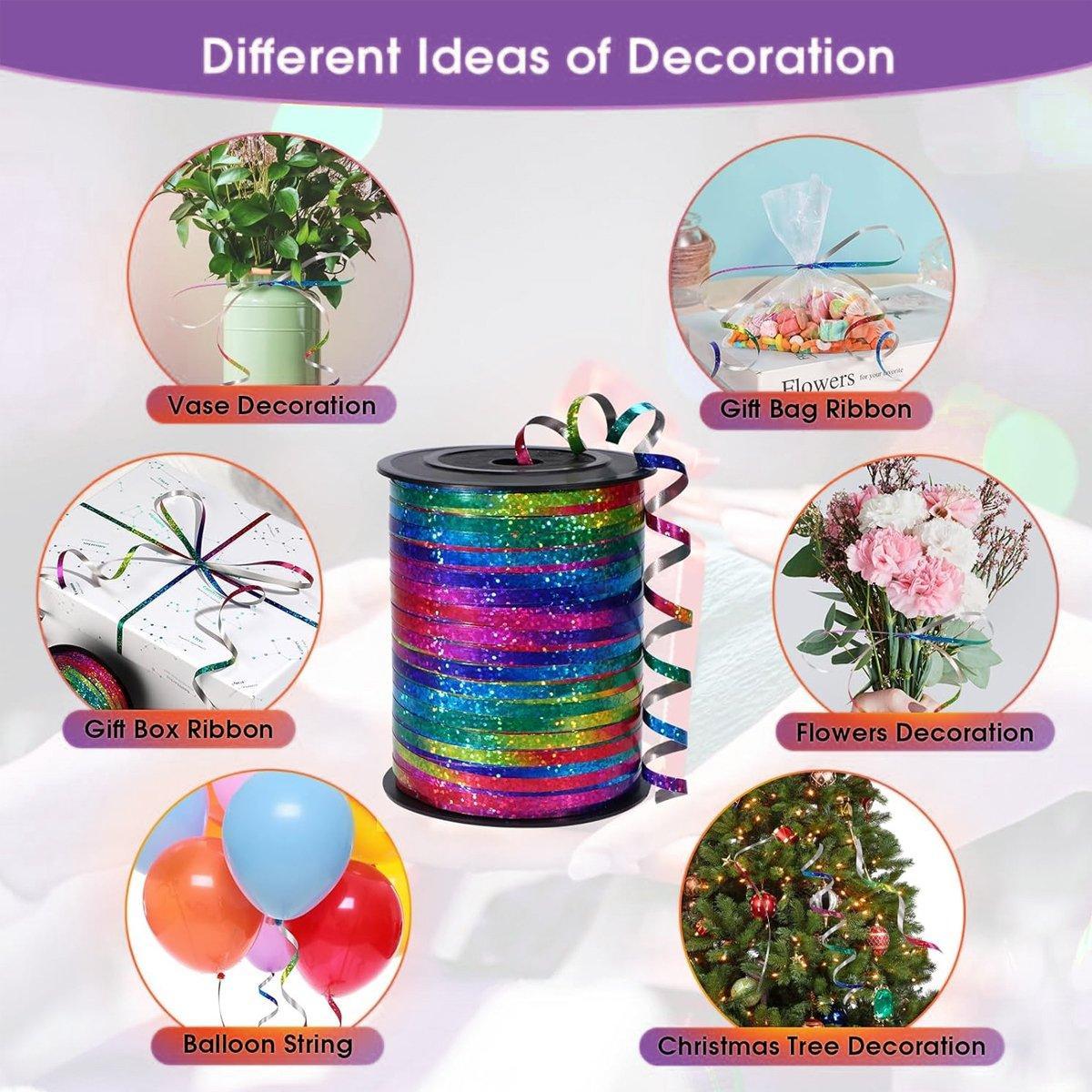 400m Glitter Laser Ribbon for Balloons Birthday Party Banners Pull String Tie V528-LASER-RIBBONS-663302