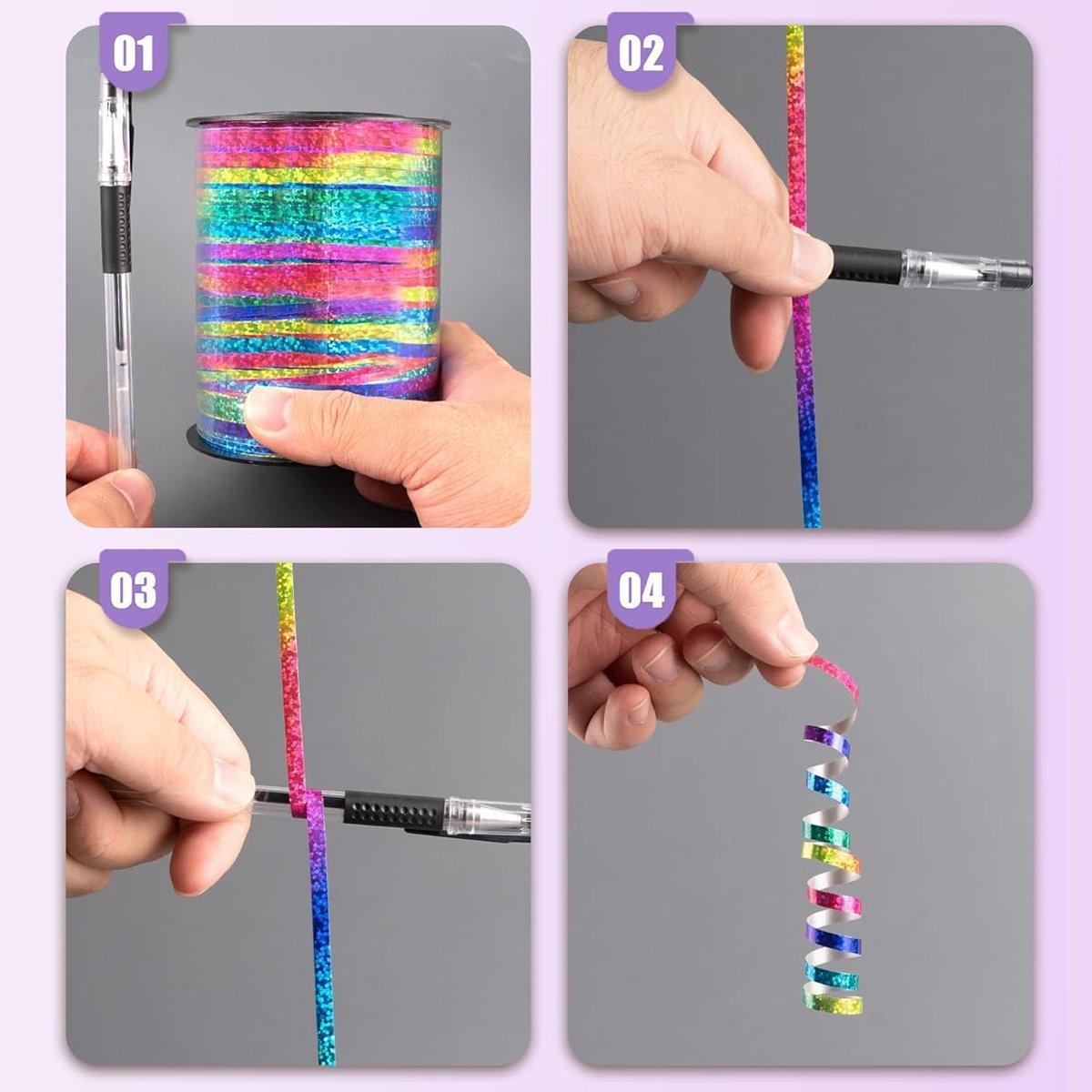 400m Glitter Laser Ribbon for Balloons Birthday Party Banners Pull String Tie V528-LASER-RIBBONS-663302
