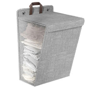 Foldable Laundry Basket Wall Mounted Clothes Storage Basket Household Organizer - Beige V528-LAUNDRY-BASKET-BEIGE-L-277319