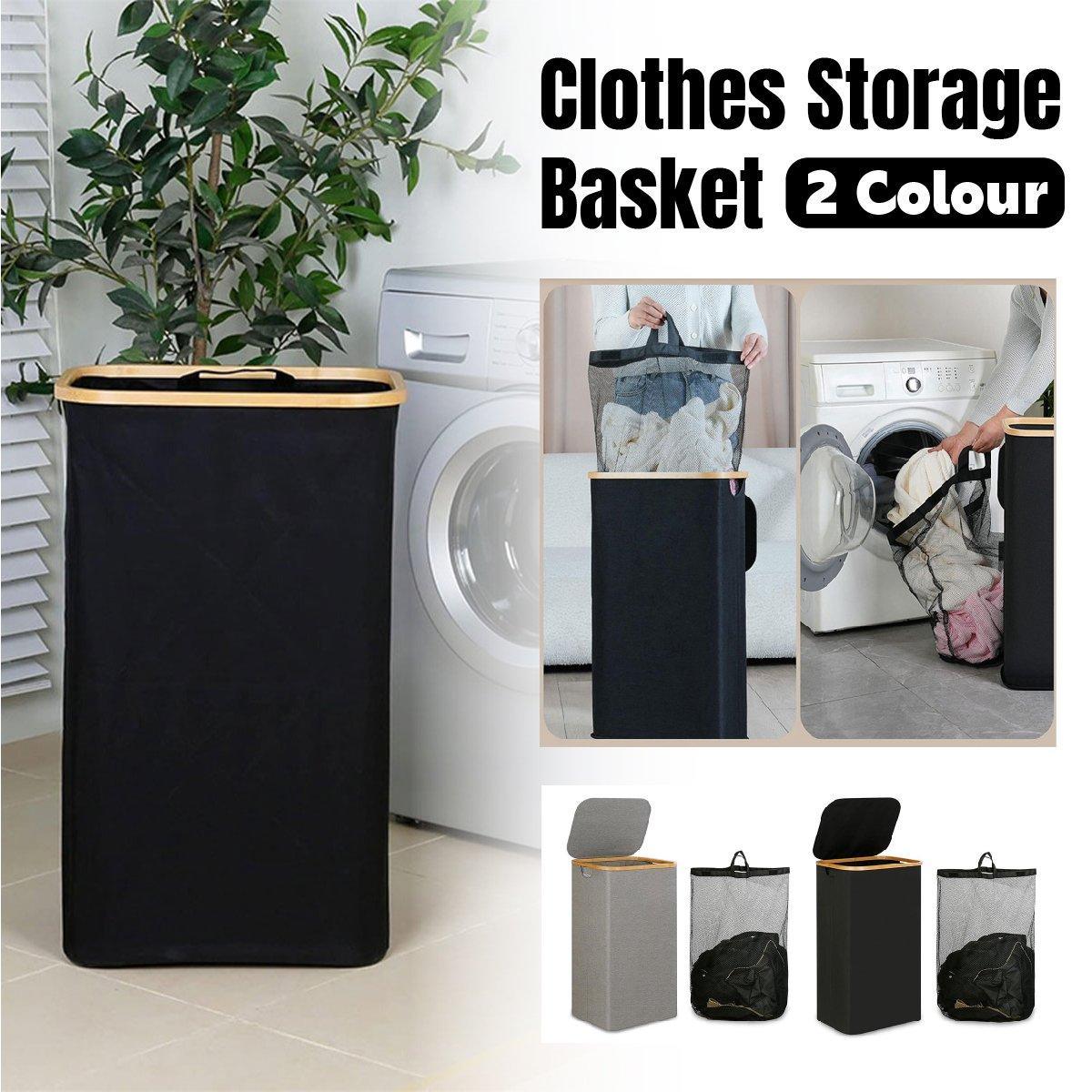 Bathroom Laundry Basket Large Clothes Hamper Dirty Laundry Storage Organizer - Black V528-LAUNDRY-BASKET-BLACK-306341