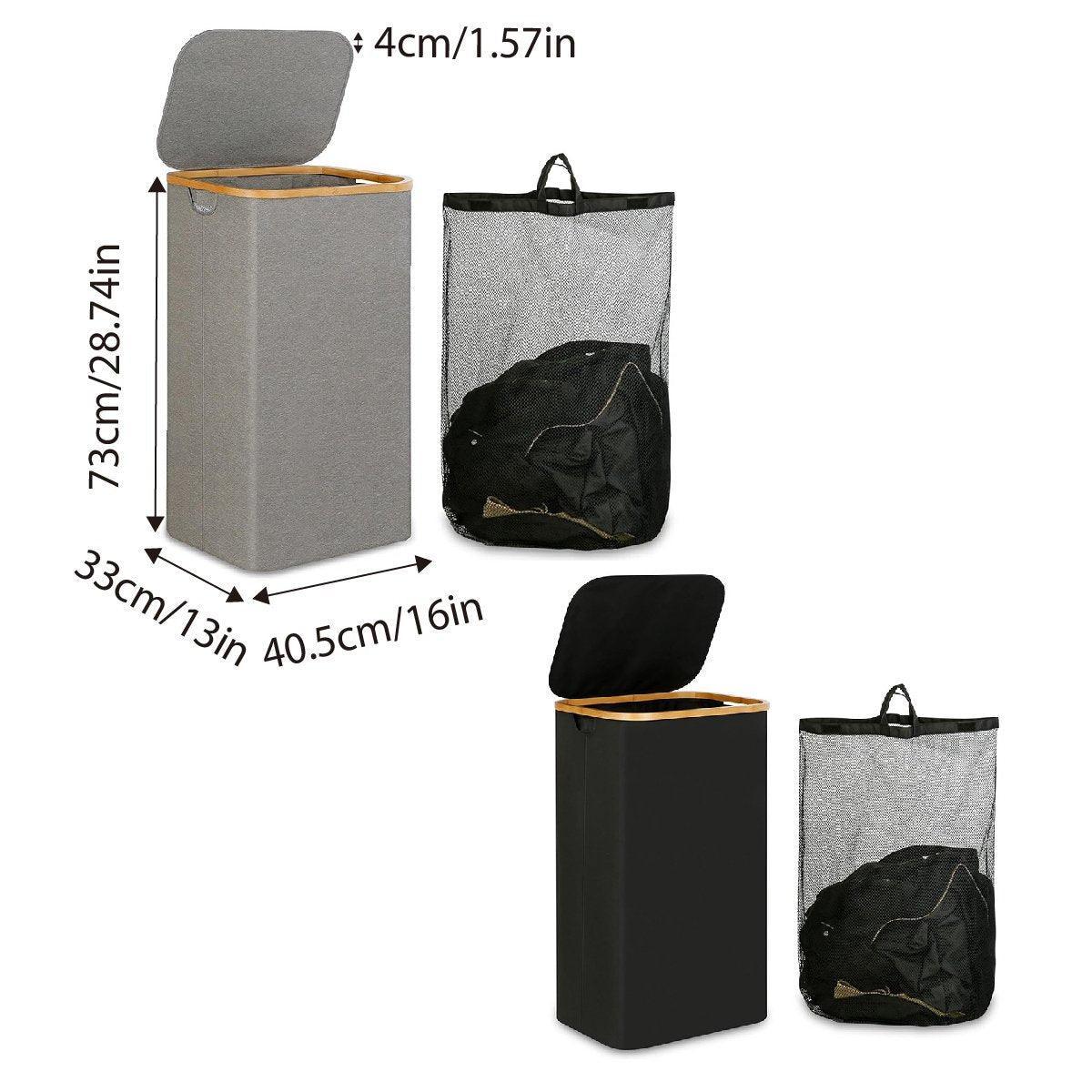Bathroom Laundry Basket Large Clothes Hamper Dirty Laundry Storage Organizer - Black V528-LAUNDRY-BASKET-BLACK-306341