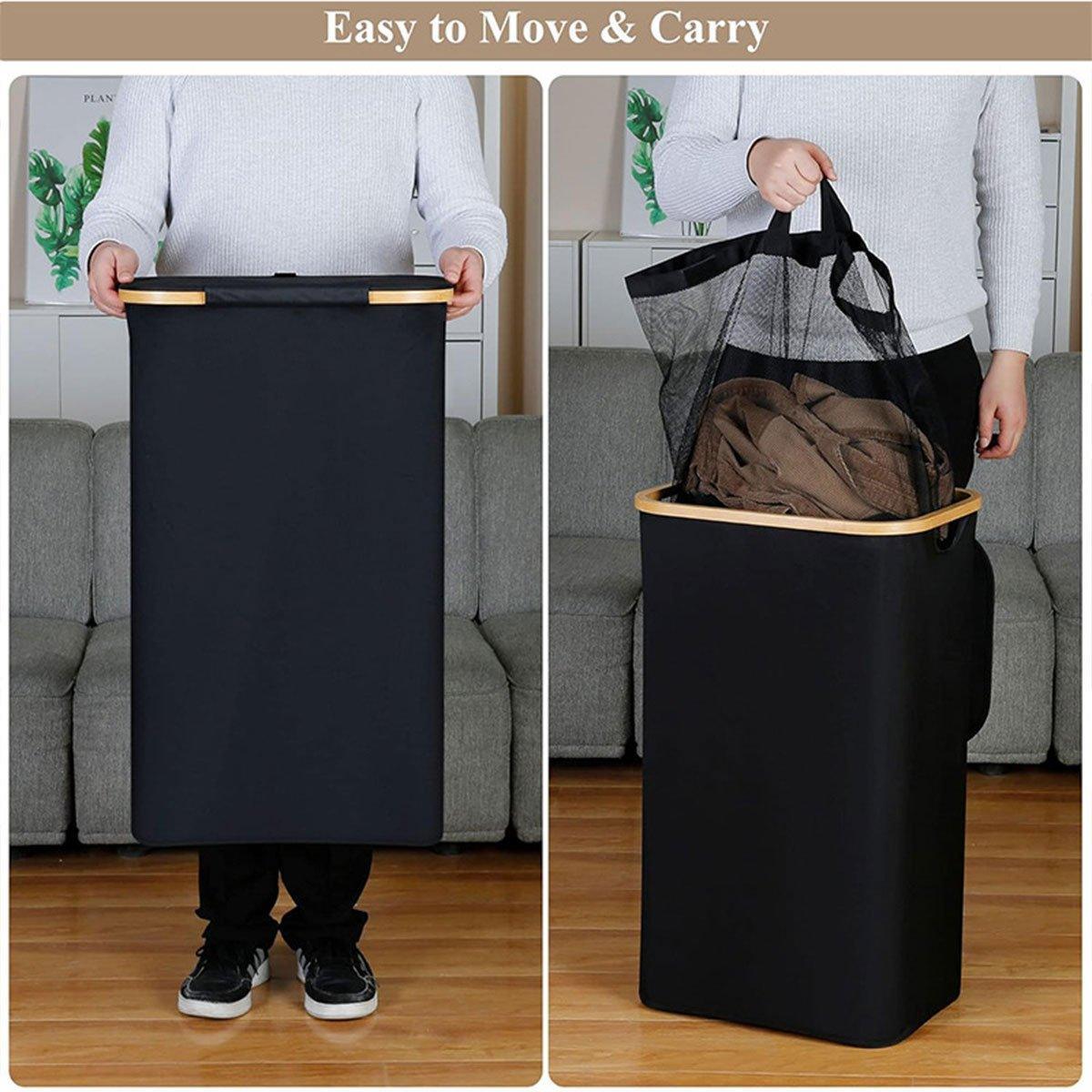 Bathroom Laundry Basket Large Clothes Hamper Dirty Laundry Storage Organizer - Black V528-LAUNDRY-BASKET-BLACK-306341