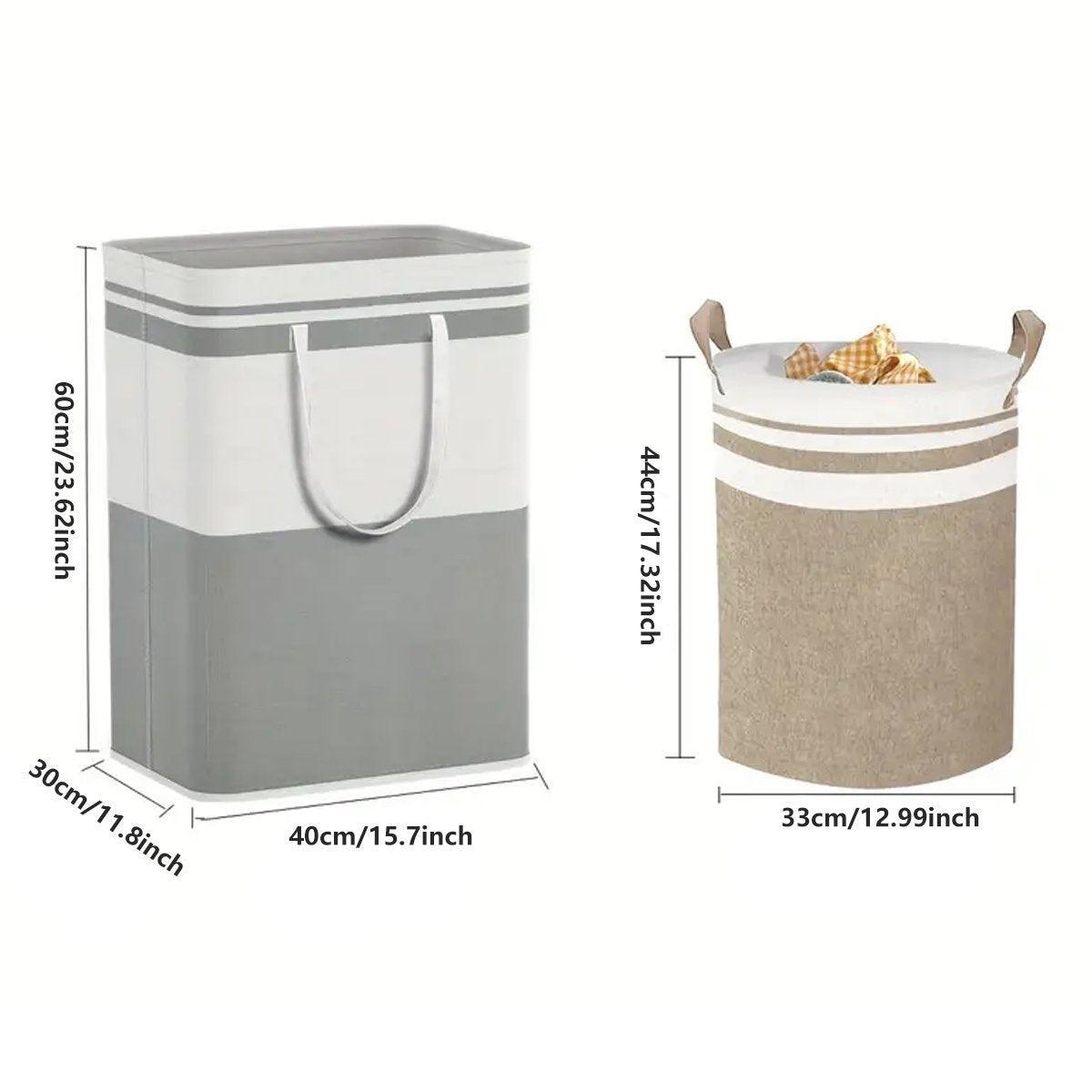 Foldable Canvas Laundry Basket for Dirty Clothes Storage Bag Hamper Organizer - Grey V528-LAUNDRY-BASKET-GREY-561258