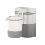 Foldable Canvas Laundry Basket for Dirty Clothes Storage Bag Hamper Organizer - Grey V528-LAUNDRY-BASKET-GREY-561258