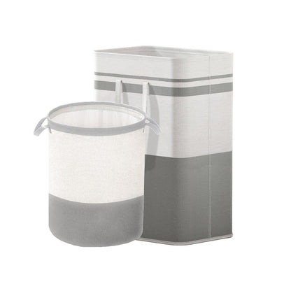Foldable Canvas Laundry Basket for Dirty Clothes Storage Bag Hamper Organizer - Grey V528-LAUNDRY-BASKET-GREY-561258