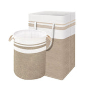 Foldable Canvas Laundry Basket for Dirty Clothes Storage Bag Hamper Organizer - Grey V528-LAUNDRY-BASKET-GREY-561258