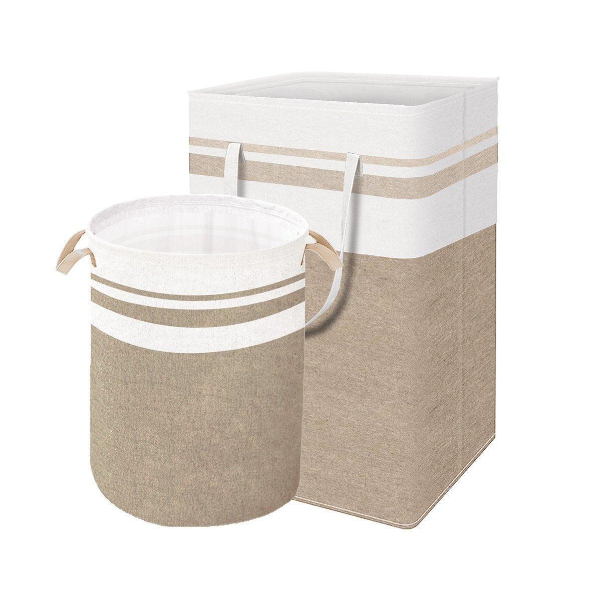 Foldable Canvas Laundry Basket for Dirty Clothes Storage Bag Hamper Organizer - Grey V528-LAUNDRY-BASKET-GREY-561258