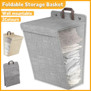 Foldable Laundry Basket Wall Mounted Clothes Storage Basket Household Organizer - Grey V528-LAUNDRY-BASKET-GREY-L-772334