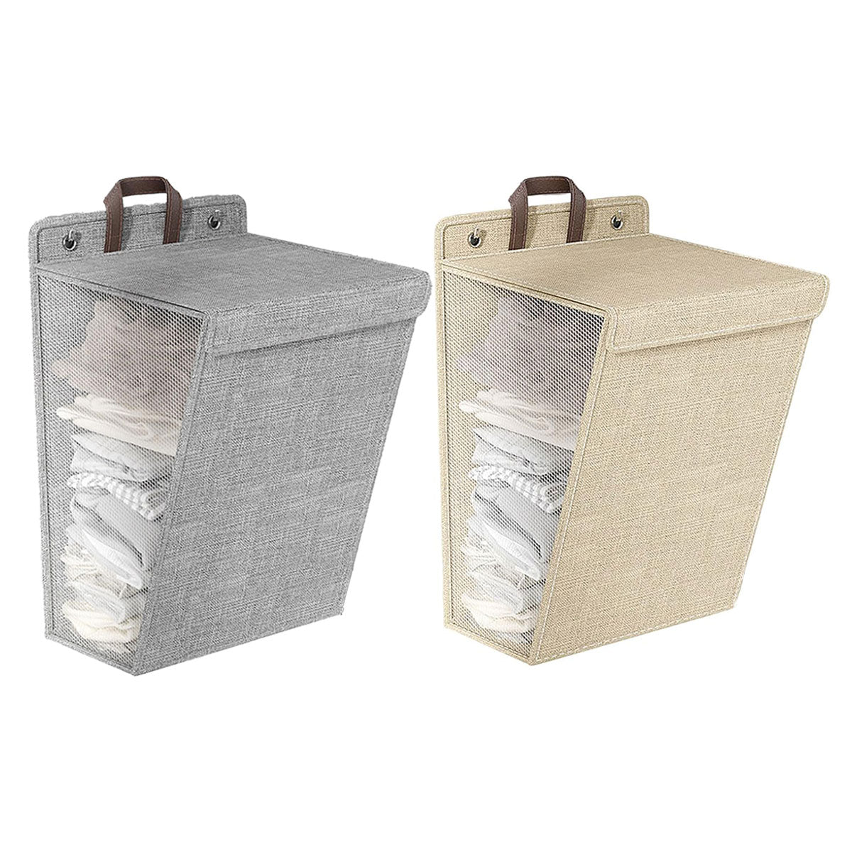 Foldable Laundry Basket Wall Mounted Clothes Storage Basket Household Organizer - Grey V528-LAUNDRY-BASKET-GREY-L-772334