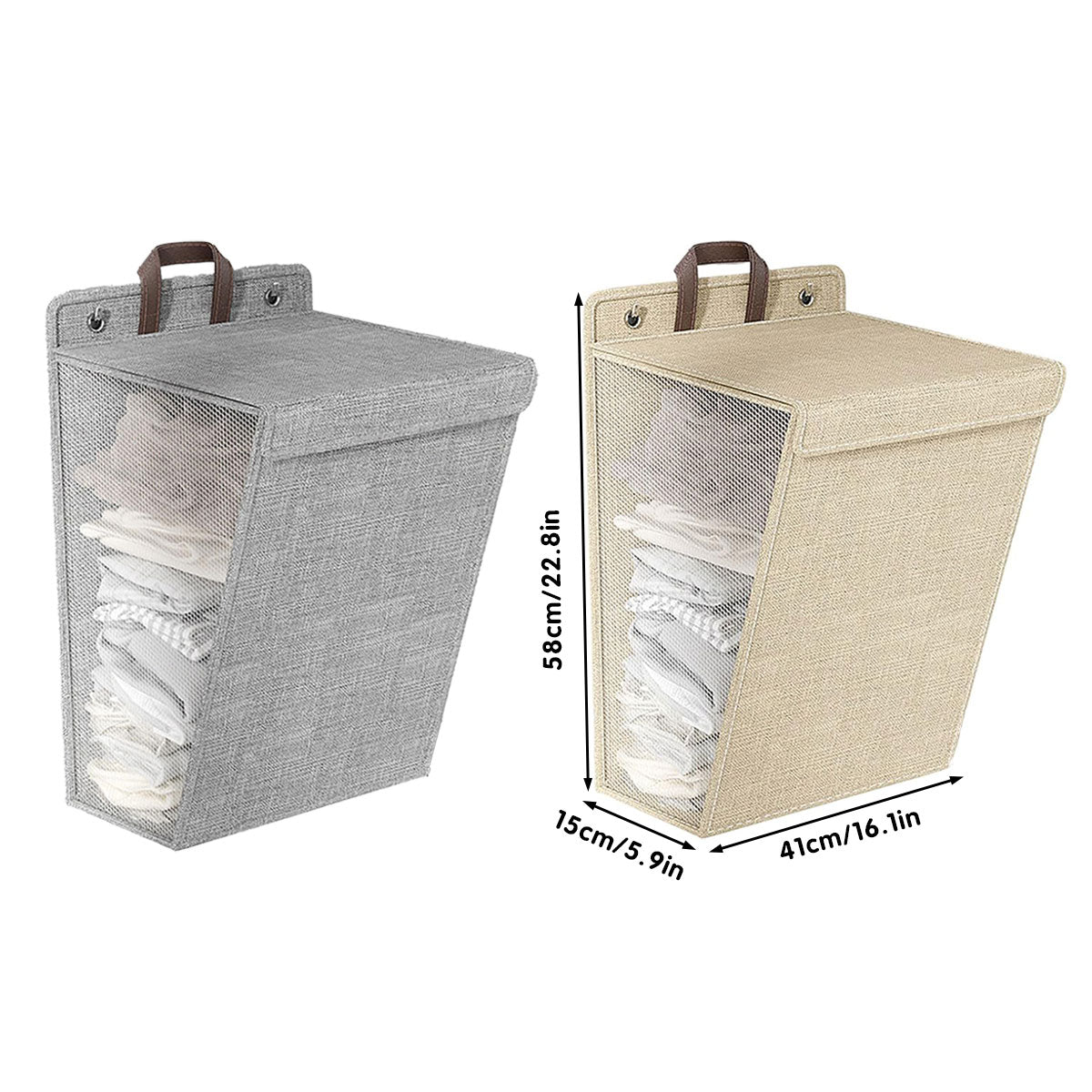 Foldable Laundry Basket Wall Mounted Clothes Storage Basket Household Organizer - Grey V528-LAUNDRY-BASKET-GREY-L-772334